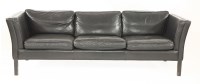 Lot 472 - A Danish black leather three-seater settee