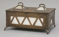 Lot 83 - An Arts and Crafts copper and mother-of-pearl mounted cigarette box