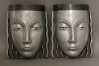 Lot 279 - A pair of Art Deco aluminium Egyptian mask wall lights