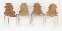 Lot 460 - A set of four leather and tubular chrome chairs