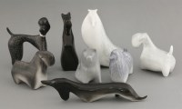 Lot 426 - Eight porcelain Ćmielów dogs