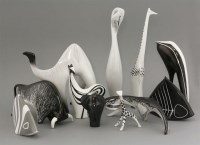 Lot 427 - Eleven porcelain Ćmielów animals