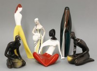 Lot 433 - Six porcelain Ćmielów figures