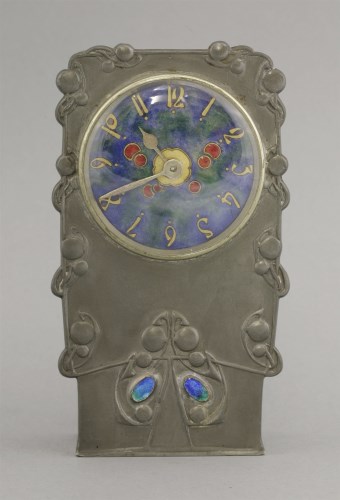 Lot 82 - A Tudric pewter and enamel clock