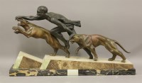 Lot 265 - An Art Deco spelter and marble group