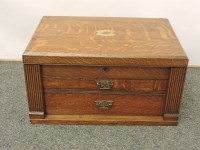 Lot 508 - A late Victorian oak three drawer cutlery box