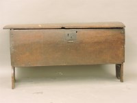 Lot 819 - A late 17th/early 18th century oak six plank coffer