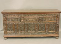 Lot 787 - A very large 17th century style oak chest