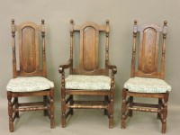 Lot 790 - A set of eight reproduction oak dining chairs