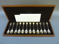 Lot 251 - A cased set of twelve silver RSPB teaspoons