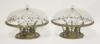 Lot 658 - A pair of brass and cut glass plafonniers