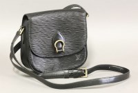 Lot 221 - A Louis Vuitton black leather EPI Saint Cloud cross body bag purse
