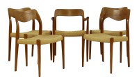 Lot 828 - A set of five teak dining chairs