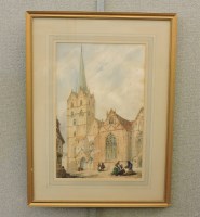 Lot 626 - After Prout
CONTINENTAL CHURCH WITH FIGURES
Watercolour
41 x 26.5cm