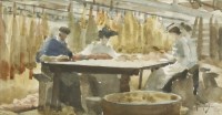 Lot 276 - Thomas Cooper Gotch (1854-1931)
'BACON TRIMMING AT CALNE