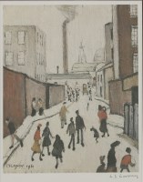 Lot 317 - Laurence Stephen Lowry (1887-1976)
A STREET SCENE NEAR A FACTORY
Reproduction print