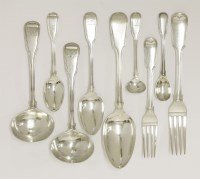 Lot 195 - A George III/Victorian composite silver fiddle and thread pattern flatware service