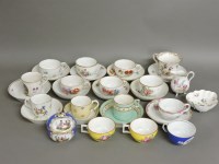 Lot 1382 - A collection of 18th century and later Meissen Vienna and Ludwigsburg teacups and saucers