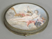 Lot 1090 - An oval gilt brass box