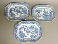 Lot 1320 - Three mid 18th century Chinese blue and white export dishes