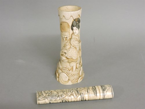 Lot 1097 - A Japanese carved tusk
