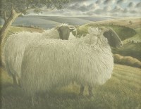 Lot 295 - James Lynch (b.1956)
TWO BLACK FACE SHEEP IN A HILLY LANDSCAPE
Signed and dated '88 l.r.
