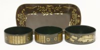 Lot 138 - A pair of black lacquered papier mâché wine coasters