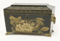 Lot 144 - A Regency black japanned tea caddy