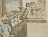 Lot 209 - Sir Frank Brangwyn RA (1867-1956) 
ON THE BALCONY
Signed with initials l.l.