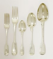 Lot 185 - A George III/Victorian composite silver fiddle pattern flatware service