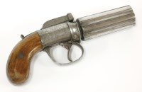 Lot 116 - A six shot pepperbox pistol