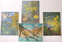Lot 527 - Elvic Steele (1920-1997) 'FLAMING PEARL'; 'MEMORIES OF PROPHESIES OF WINTER BRIARS'; 'MEADOW IRIS'; ...