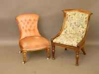 Lot 690 - A Victorian walnut framed nursing chair