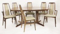 Lot 575 - A Danish rosewood dining room suite