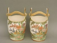 Lot 1339 - A pair of Japanese Satsuma vases