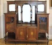Lot 611 - A Victorian inlaid rosewood mirror back credenza
