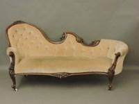 Lot 686 - A Victorian rosewood show frame chaise longue