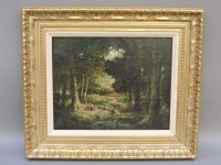 Lot 594 - Barbizon School
FIGURES IN A FOREST GLADE
Oil on canvas
33 x 41cm
With collector's wax seal