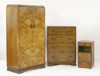 Lot 250 - An Art Deco walnut bedroom set