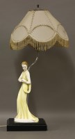 Lot 147 - An Art Deco pottery table lamp