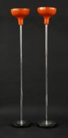 Lot 583 - A pair of chrome uplighters