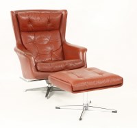 Lot 424 - A Danish red leather lounger