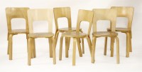 Lot 426 - Six birch laminate model 66 high-backed stools