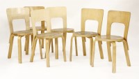 Lot 427 - Six birch laminate model 66 high-backed stools