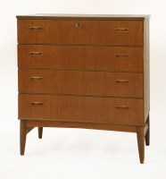 Lot 442 - A teak chest of four drawers