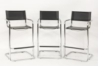 Lot 503 - Three chrome and leather backed bar stools (3)