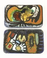 Lot 617 - A pair of stoneware wall plaques