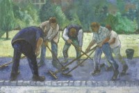 Lot 371 - Sylvia Molloy (1914-2008)
'LAYING THE TAR'
Signed l.r.