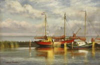 Lot 363 - James Scrase
BOATS ON THE EDAM CANAL
Signed