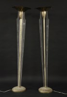 Lot 519 - A pair of brass and lucite uplighters